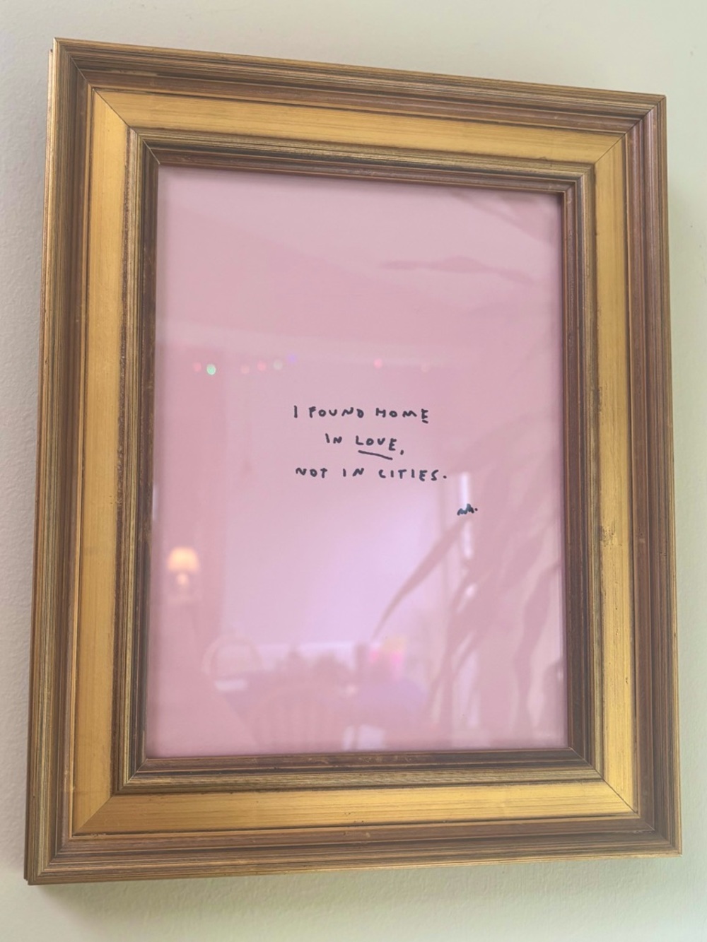 Anthropologie “Love Not Cities” Wall Art - Pink/Gold